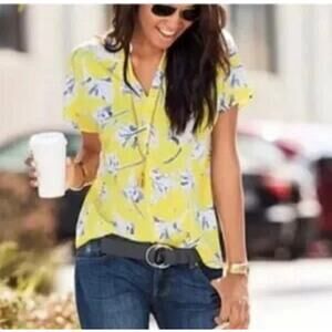Cabi 5213 Stevie Sunny Days Yellow Floral Blouse Size Small